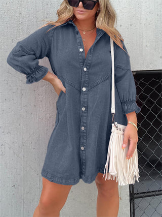 Denim Skjortekjole med Knapper