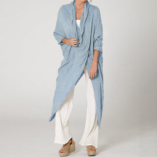 Draperet Lang Cardigan | Hør | Let og Elegant