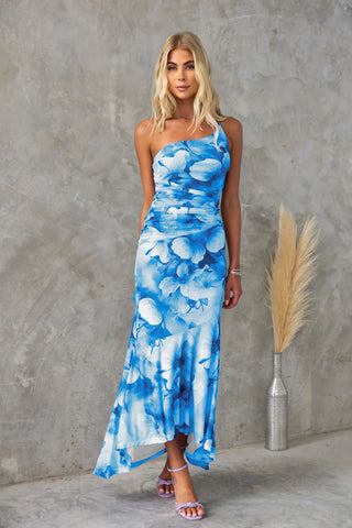 Asymmetrisk Blomstret Kjole