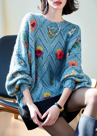 Strikket blomster sweater