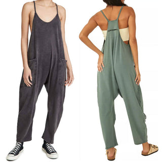 Løs bomuldsjumpsuit med stropper