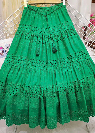 Broderie anglaise nederdel med bindebånd