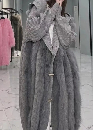Luksuriøs Grå Jakke med Faux Fur