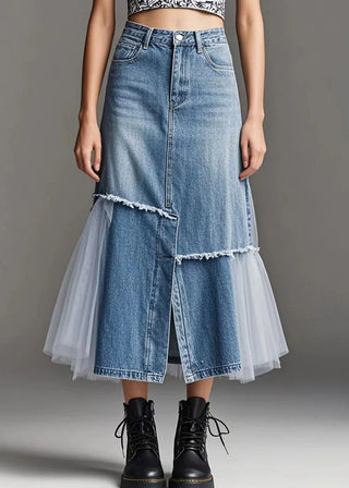 Denim Nederdel med Tyll