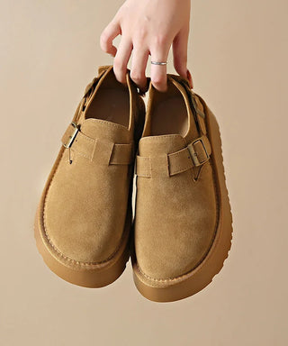 Beige Platform Sandaler med Spænder