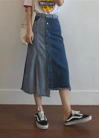 To-farvet denimskørt