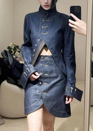 Denim jakke og nederdel sæt