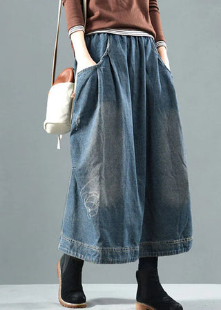 Løstsiddende denim maxiskørt