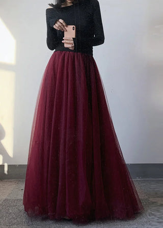 Tulle Nederdel i Bordeaux