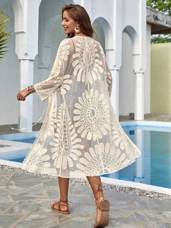 Sunlit Escape Strandkimono | Multifarvet | Strandmode | Hæklet Blonder