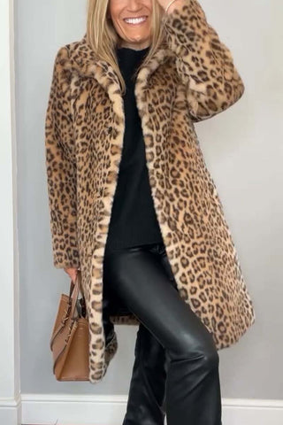 Leopard Fake Fur Frakke
