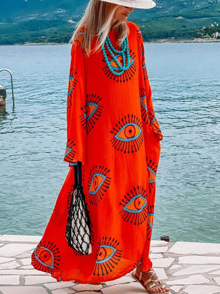 Maxi strandkjole med print