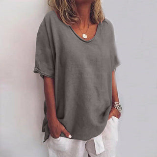 Løs T-shirt | Bomuld & Linned | Let og Sommerlig Komfort
