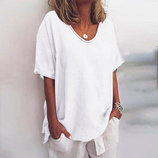Løs T-shirt | Bomuld & Linned | Let og Sommerlig Komfort