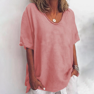 Løs T-shirt | Bomuld & Linned | Let og Sommerlig Komfort