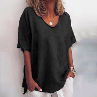 Løs T-shirt | Bomuld & Linned | Let og Sommerlig Komfort