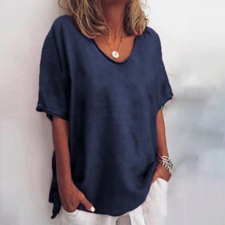 Løs T-shirt | Bomuld & Linned | Let og Sommerlig Komfort