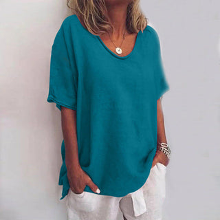 Løs T-shirt | Bomuld & Linned | Let og Sommerlig Komfort