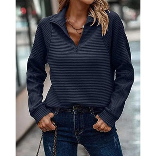 Ribbet Sweatshirt med Lynlås