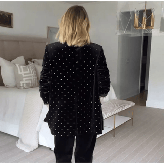 Sort Fløjlsblazer | Rhinsten | Elegant & Festklar