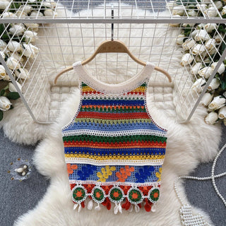 Boho Crop Top | Hæklet | Farverig og Håndlavet