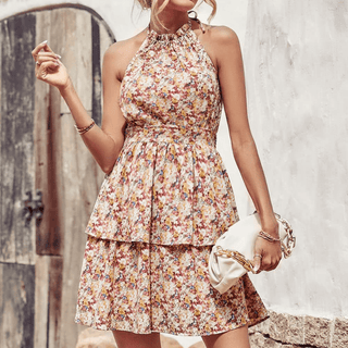 Blomsterprint Mini Kjole | Boho Stil | Let og Feminin