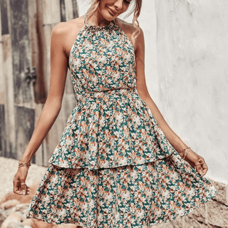 Blomsterprint Mini Kjole | Boho Stil | Let og Feminin