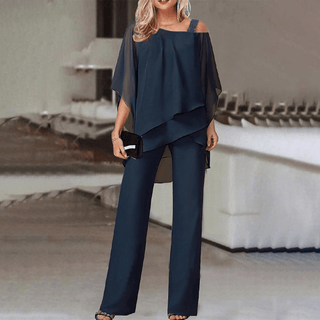 Chiffon Buksesæt | Elegance til Aftenen | 2-delt Outfit til Kvinder