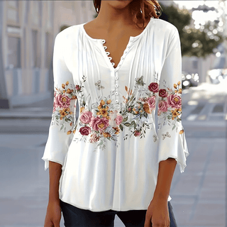 Boheme Bluse | Broderet Blomsterprint | Let og Elegant