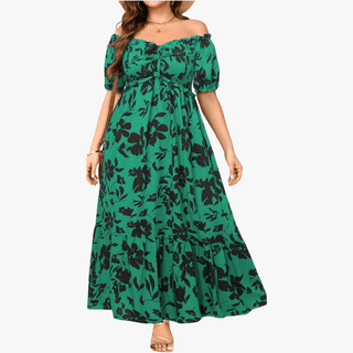 Boho Maxikjole | Off-Shoulder | Blomstret og Romantisk
