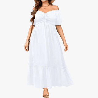 Boho Maxikjole | Off-Shoulder | Blomstret og Romantisk