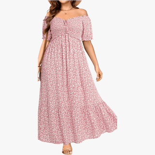 Boho Maxikjole | Off-Shoulder | Blomstret og Romantisk