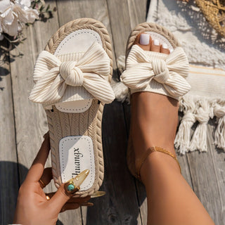 Ribbed Bow Platform Sandals | Feminint Sommerlook | Let og Behagelig