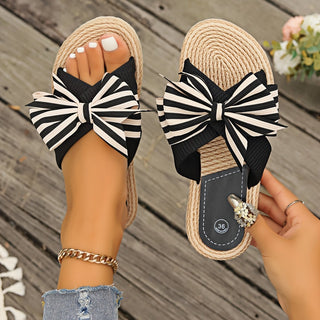 Striped Bow Sandaler | Slip-On | Let og Sommerklar