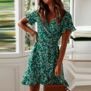 Sommerkjole med Blomsterprint | Kort Ærme | Boheme og Let Stil