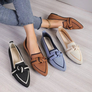 Pointed Toe Knit Loafers | Kontrastdetaljer | Slip-on Komfort