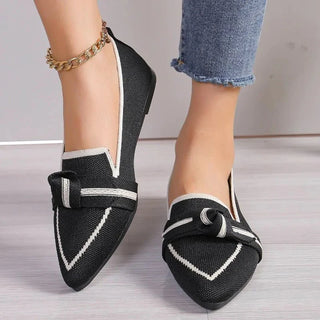Pointed Toe Knit Loafers | Kontrastdetaljer | Slip-on Komfort