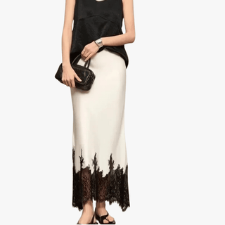Satin Midi Skirt | Blonderkant | Elegant og Tidløs Stil