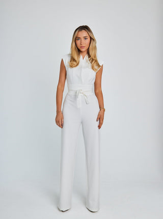 Struktureret jumpsuit med taljebånd