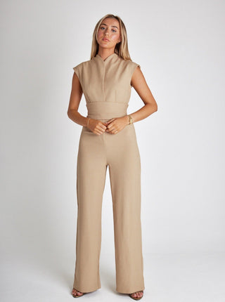 Struktureret jumpsuit med taljebånd
