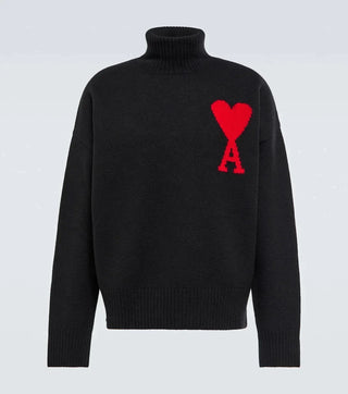 Uld Sweater med Hjerte | Rullekrave | Varm og Stilren