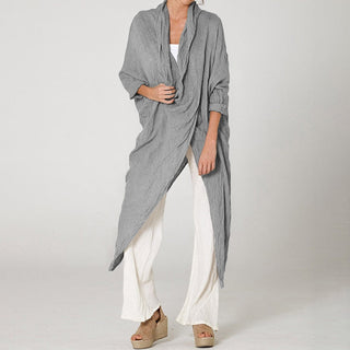 Draperet Lang Cardigan | Hør | Let og Elegant