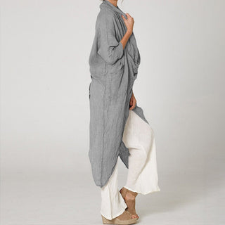 Draperet Lang Cardigan | Hør | Let og Elegant