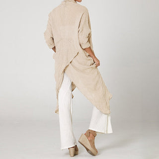 Draperet Lang Cardigan | Hør | Let og Elegant