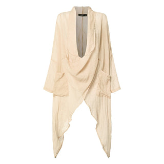 Draperet Lang Cardigan | Hør | Let og Elegant