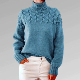 Strikket Turtleneck Trøje med Mønster
