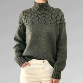 Strikket Turtleneck Trøje med Mønster