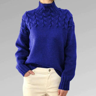 Strikket Turtleneck Trøje med Mønster