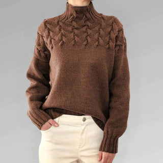 Strikket Turtleneck Trøje med Mønster