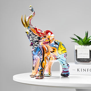 Farverig Elefant Skulptur